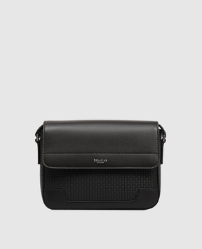 Serapian Чорна шкіряна сумка-месенджер з логотипом SRSTSMML735024ACG2