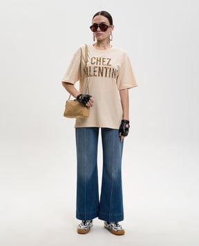 Valentino Бежева футболка з нашивкою 8B3MG26AA5J