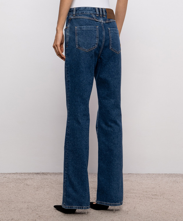 Balmain Синие джинсы клеш с патчем логотипа HF1MI071DG08 изображение 4