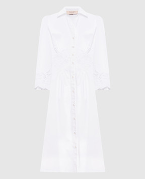 Twinset Біла сукня-сорочка з вишивкою бродері 261TT2034
