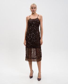 3.1 Phillip Lim Коричневое платье миди с пайетками F25290994SQI