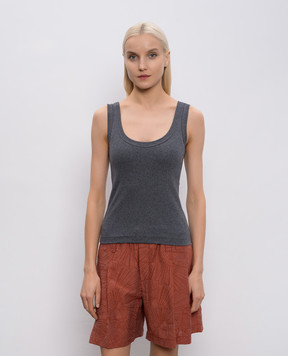 Brunello Cucinelli Серый топ в рубчик с цепочкой мониль M0TC8FX210