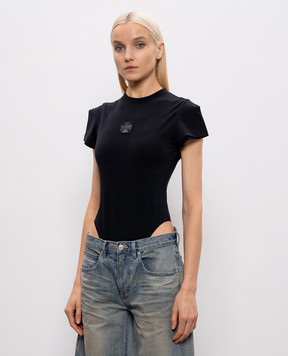 Vetements Чорне боді з брендовою нашивкою WE76BD537B