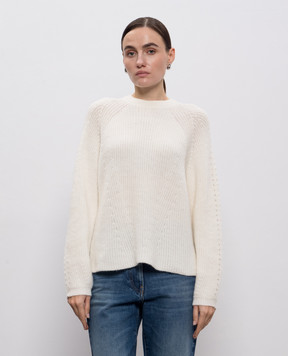 Twinset Білий светр з вовною альпаки з логотипом 252TT3060