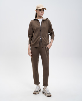 Brunello Cucinelli Коричнева спортивна куртка з шовком MD828SB806