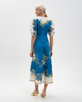 Alemais Синее платье миди Luda из льна 6392D