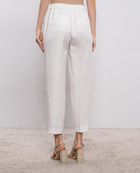 Peserico Білі штани з льону з ланцюжком моніль A0407202606