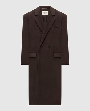 Saint Laurent Коричневое пальто из шерсти 873406Y1O11