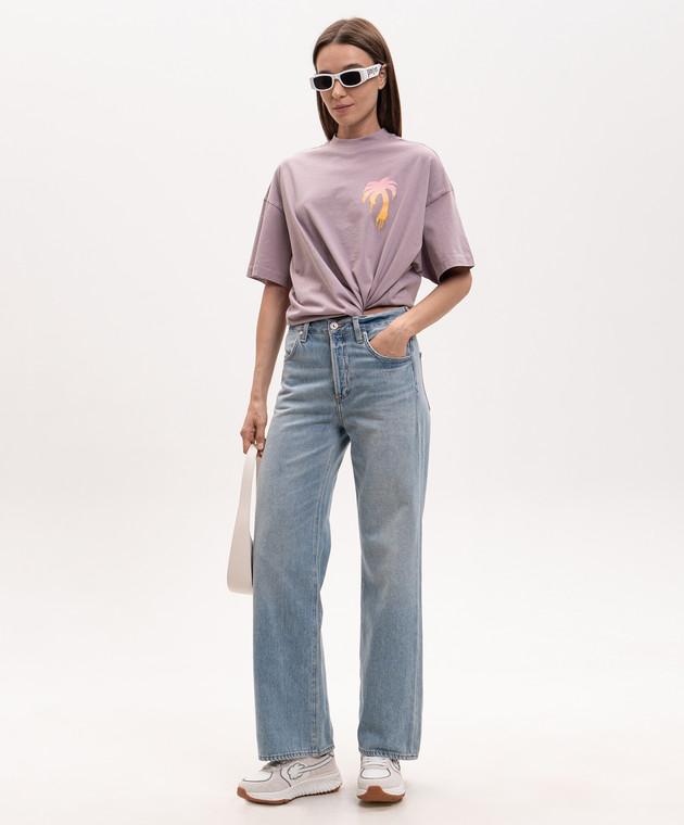 Palm Angels Фиолетовая футболка I Love PA PWAA07BS26JER004 изображение 2