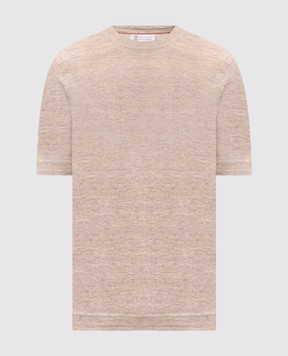 Brunello Cucinelli Бежевая футболка с леном M2L00340