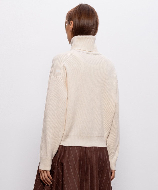 Brunello Cucinelli Бежевый свитер из шерсти, кашемира и шелка M16129313P изображение 4