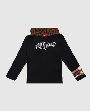 Sprayground Детский черный лонгслив What Time is It? с капюшоном SPY1538