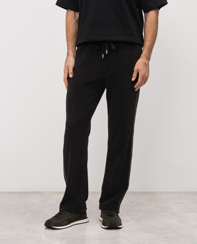 Dolce&Gabbana Чорні махрові спортивні штани з логотипом GP1Q9ZHU7XG