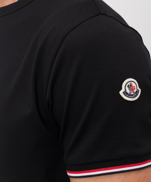Moncler Черная футболка с контрастным окантованием L10918C7160087296 изображение 4