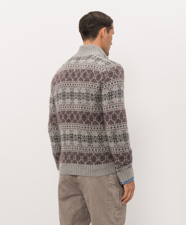 Brunello Cucinelli Серый кардиган с кашемиром в узор M22506316 изображение 4