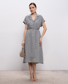 Peserico Сіра сукня міді з льону S02412A02600