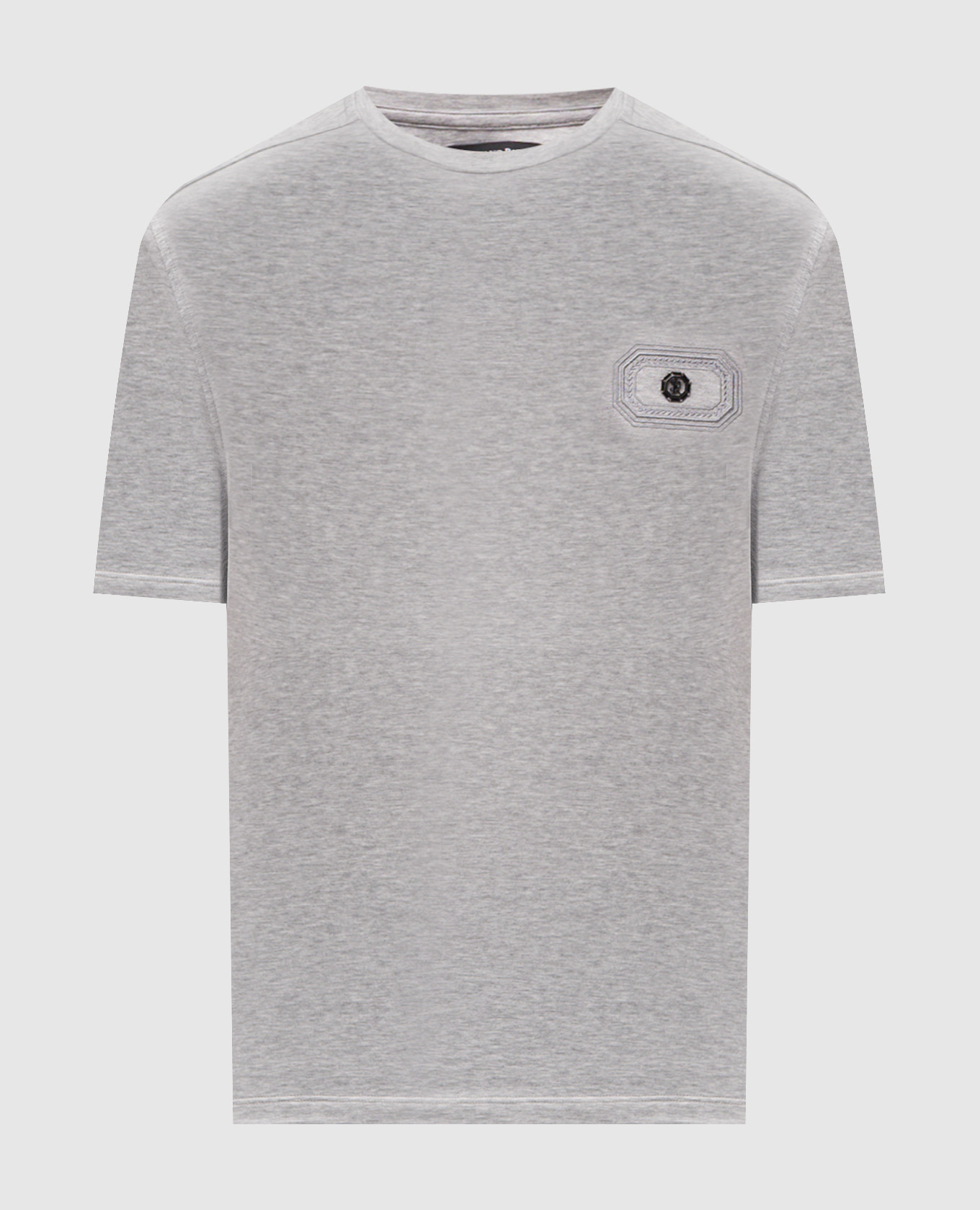 Серая меланжевая футболка с вышивкой логотипа