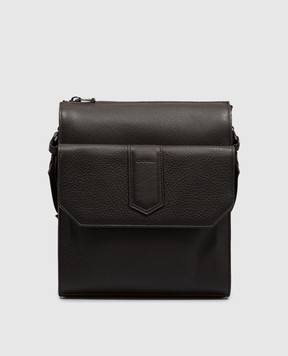 Canali Коричнева шкіряна сумка з тисненням логотипа NA00261P326134