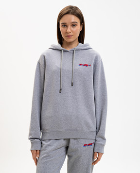 Off-White Сіре меланжеве худі з вишивкою логотипа 2BB035S26FLE001