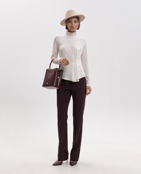 Twinset Бордовые брюки с фактурным логотипом 262TF2011