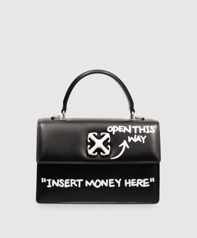 Off-White Черная кожаная сумка Jitney 1.4 OWWNP02F26LT01