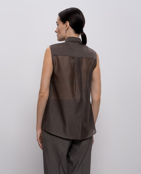 Peserico Коричнева блуза з шовком з ланцюжком моніль A0811608372