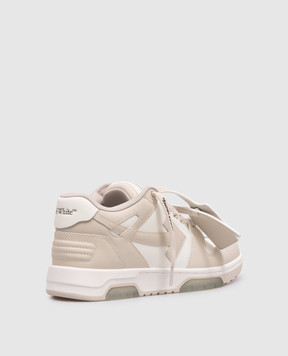 Off-White Бежеві шкіряні кросівки Out Of Office OWIA259C99LEA006
