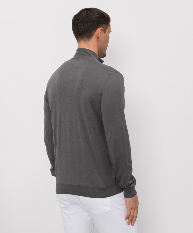 Enrico Mandelli Серый кардиган с шелком 3K033A5645 изображение 4