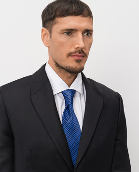 Stefano Ricci Синя краватка із шовку в геометричний візерунок CH29042