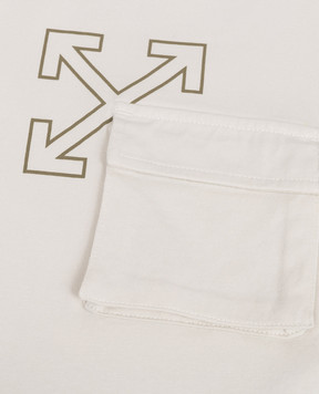 Off-White Дитяча футболка кольору хакі з принтом емблеми 44BAA016S26J001