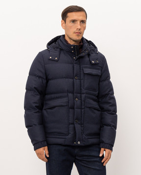 Stefano Ricci Синій пуховик з вовни M6J6300050W0001V