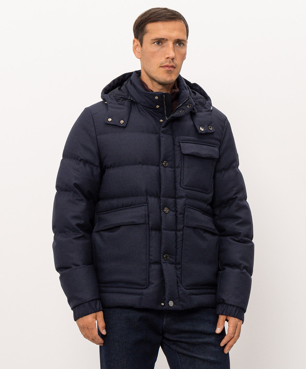 Stefano Ricci Синий пуховик из шерсти M6J6300050W0001V изображение 3
