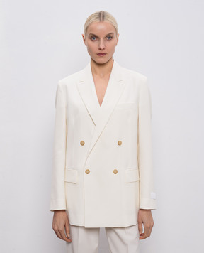 Maison Margiela MM6 Білий двобортний жакет з вовною S52BN0144M35436