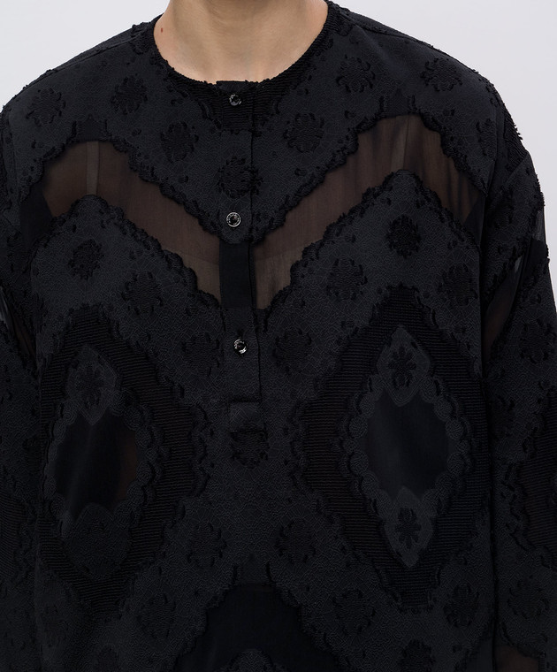 Agnona Чорна блуза в тканий візерунок TD1112YJ2001 зображення 5
