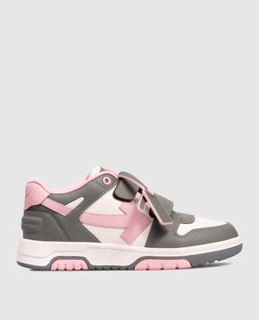 Off-White Детские розовые кожаные кроссовки Out Of Office OGIA005F25LEA001