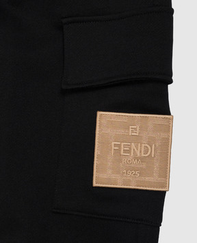 Fendi Детские черные джоггеры-карго с патчем логотипа JUF1715V0