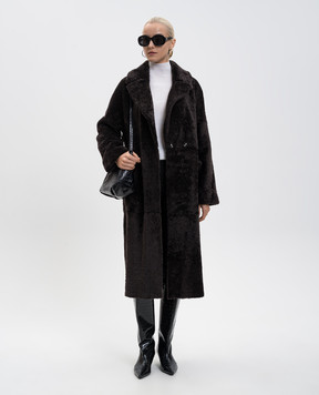 Babe Pay Pls Коричнева двобортна дублянка з поясом 2027PRADO