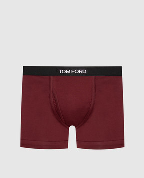 Tom Ford Бордовые трусы-боксеры с узором логотипа T4LC31040