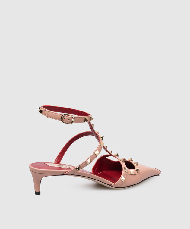 Valentino Розовые кожаные босоножки Rockstud 9W2S0PV0WZD изображение 4