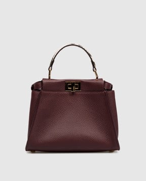 Fendi Бордовая кожаная сумка Peekaboo 8BN244B16G