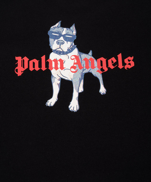 Palm Angels Дитяча чорна футболка з брендовим принтом PBAA003S26JER008 зображення 3