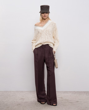 Brunello Cucinelli Бежевий пуловер з коноплі та шовку MWA576302