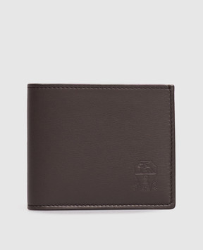 Brunello Cucinelli Коричневый кожаный портмоне Smooth с тиснением эмблемы MWZNBU006