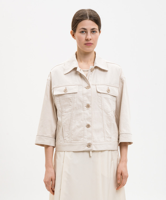 Peserico Бежева джинсова куртка з льоном S21559L1207934 зображення 3