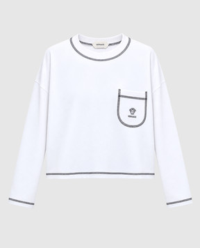 Versace Білий лонгслів з вишивкою логотипа 10270341A19286