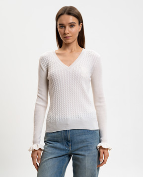 Valentino Білий пуловер із кашеміру з вишивкою логотипа 8B3KC71MA2H