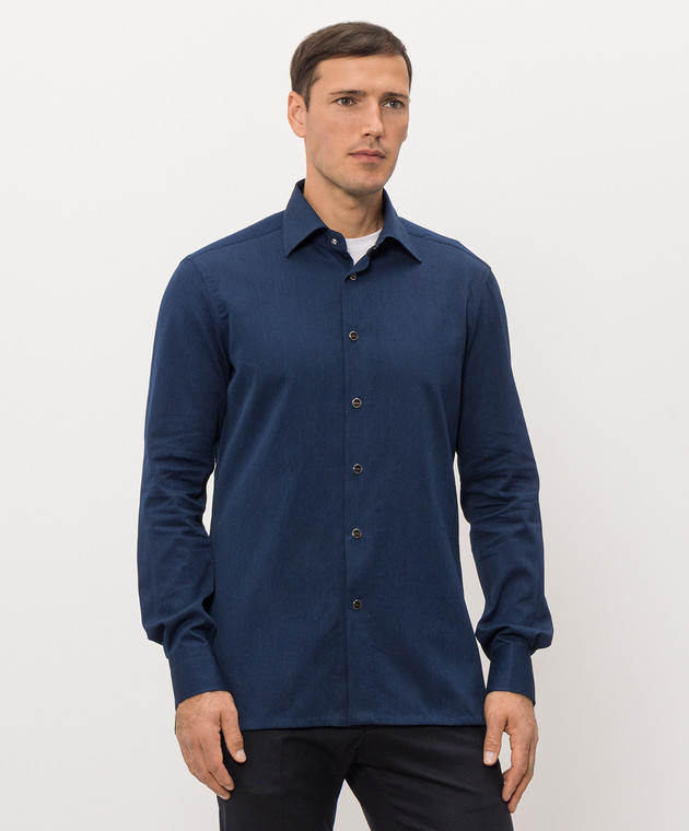 Kiton Синяя рубашка UMCNERHH09888 изображение 3