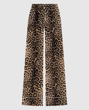 Ermanno Scervino Бежеві штани із шовку в анімалістичний принт D482P350YLI