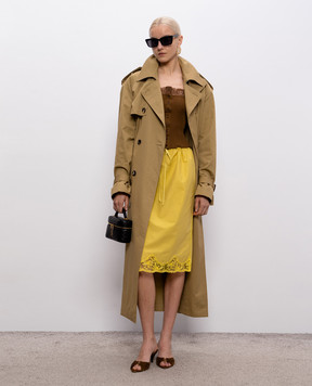 Saint Laurent Коричневый топ из шелка с кружевом 867253Y37SM