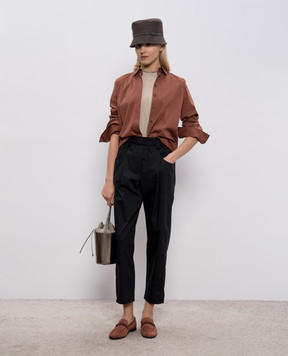 Brunello Cucinelli Черные брюки с цепочкой мониль M0H93P8907